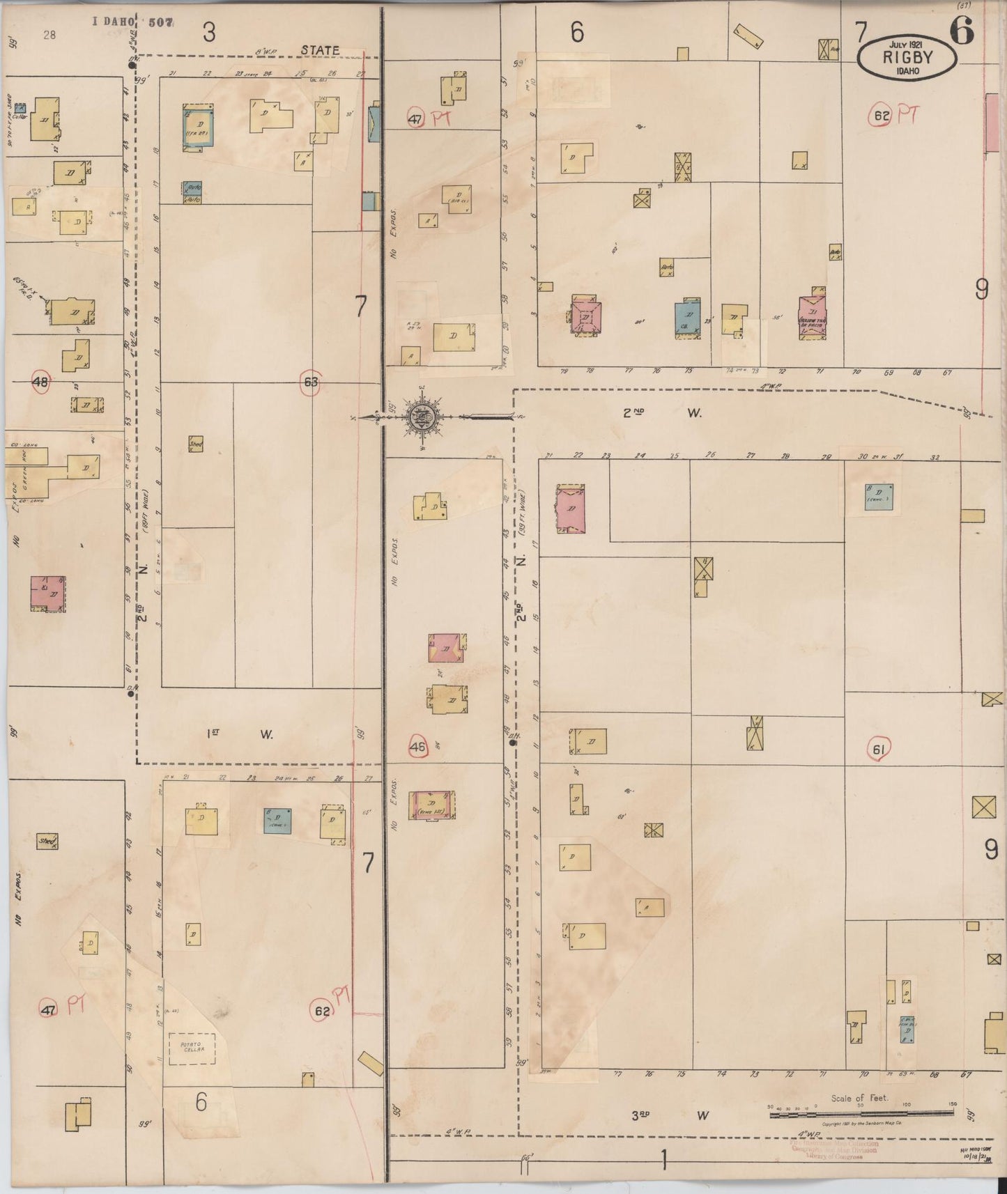 Sanborn Fire Insurance Map from Rigby, Jefferson County, Idaho (1943), Sheet #0006 - Complete Map Set gallery image, historic Sanborn map, vintage wall art, Idaho Idaho