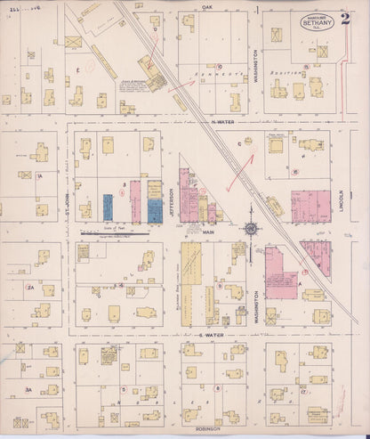 Sanborn Fire Insurance Map from Bethany, Moultrie County, Illinois (1922), Sheet #0002 - Complete Map Set gallery image, historic Sanborn map, vintage wall art, Illinois Illinois