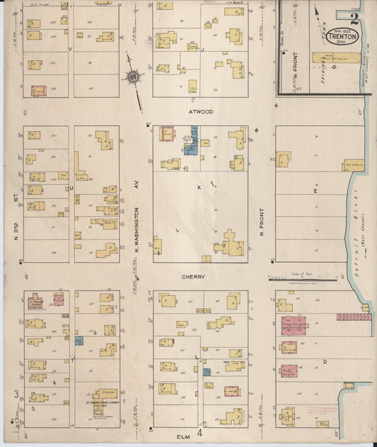 Sanborn Fire Insurance Map from Trenton, Wayne County, Michigan (1922), Sheet #0002 - Historic Sanborn Fire Insurance Map Print, vintage old map wall art, antique decor, genealogy gift, Michigan Michigan map