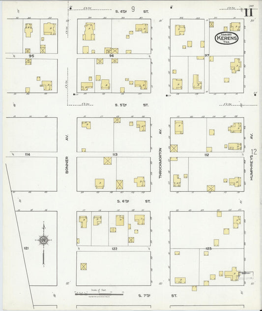 Sanborn Fire Insurance Map from Kerens, Navarro County, Texas (1921), Sheet #0011 - Historic Sanborn Fire Insurance Map Print, vintage old map wall art, antique decor, genealogy gift, Texas Texas map
