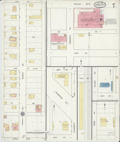 Sanborn Fire Insurance Map from Zion, Lake County, Illinois (1918), Sheet #0007 - Complete Map Set gallery image, historic Sanborn map, vintage wall art, Illinois Illinois