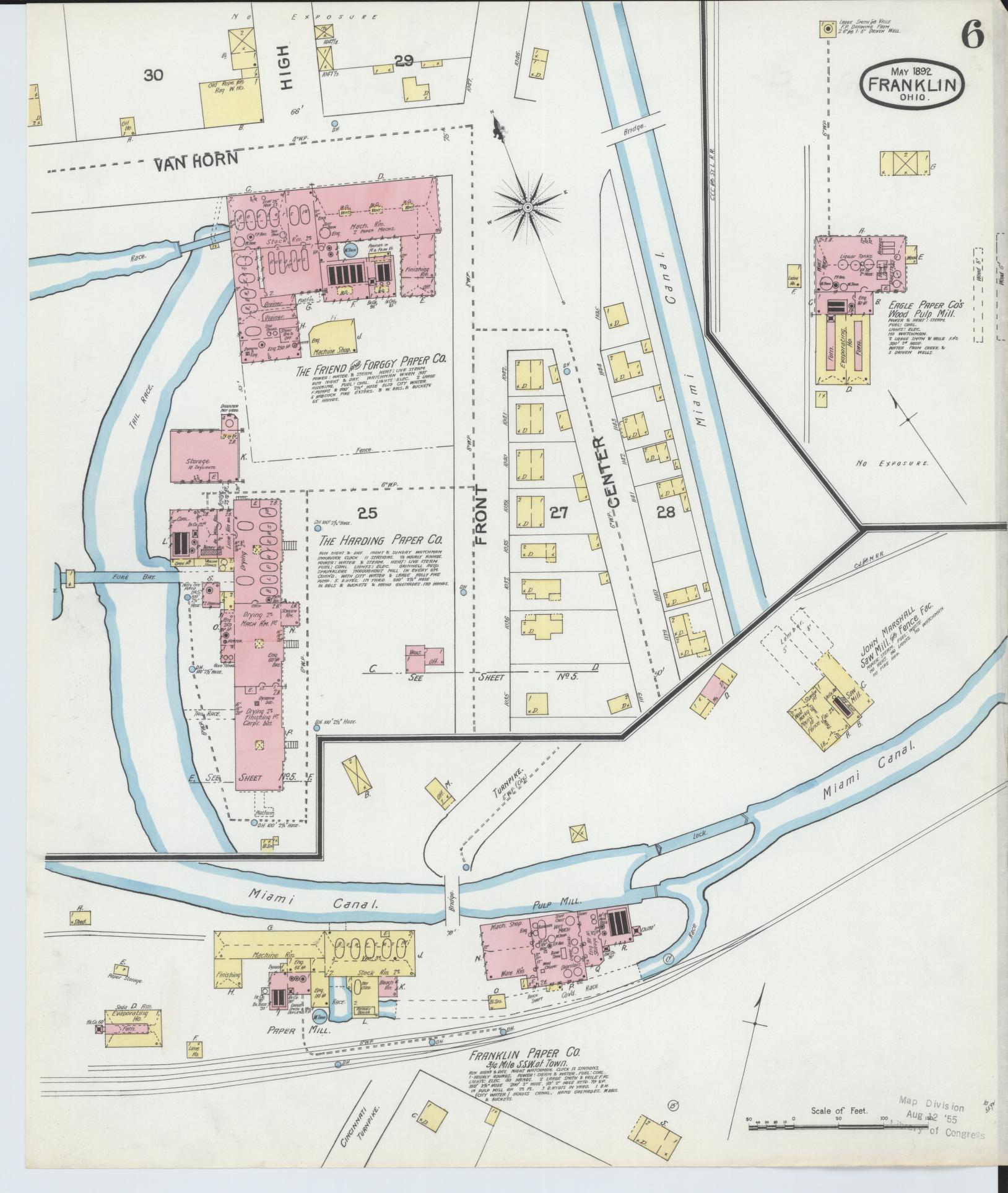 Sanborn Fire Insurance Map from Franklin, Warren County, Ohio (1892), Sheet #0006 - Historic Sanborn Fire Insurance Map Print, vintage old map wall art, antique decor, genealogy gift, Ohio Ohio map