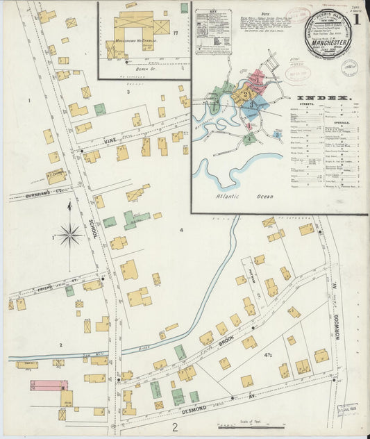Sanborn Fire Insurance Map from Manchester, Essex County, Massachusetts. (1899), Sheet 1 – Historic Sanborn Fire Insurance Map Print