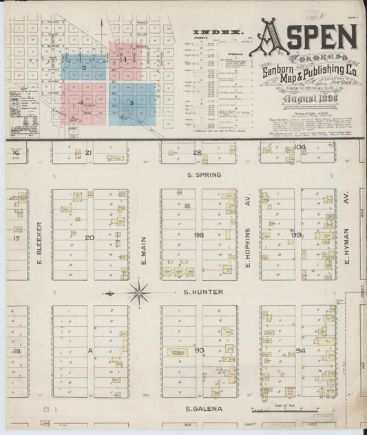 Sanborn Fire Insurance Map from Aspen, Pitkin County, Colorado (1886), Sheet #0001 - Complete Map Set gallery image, historic Sanborn map, vintage wall art, Colorado Colorado