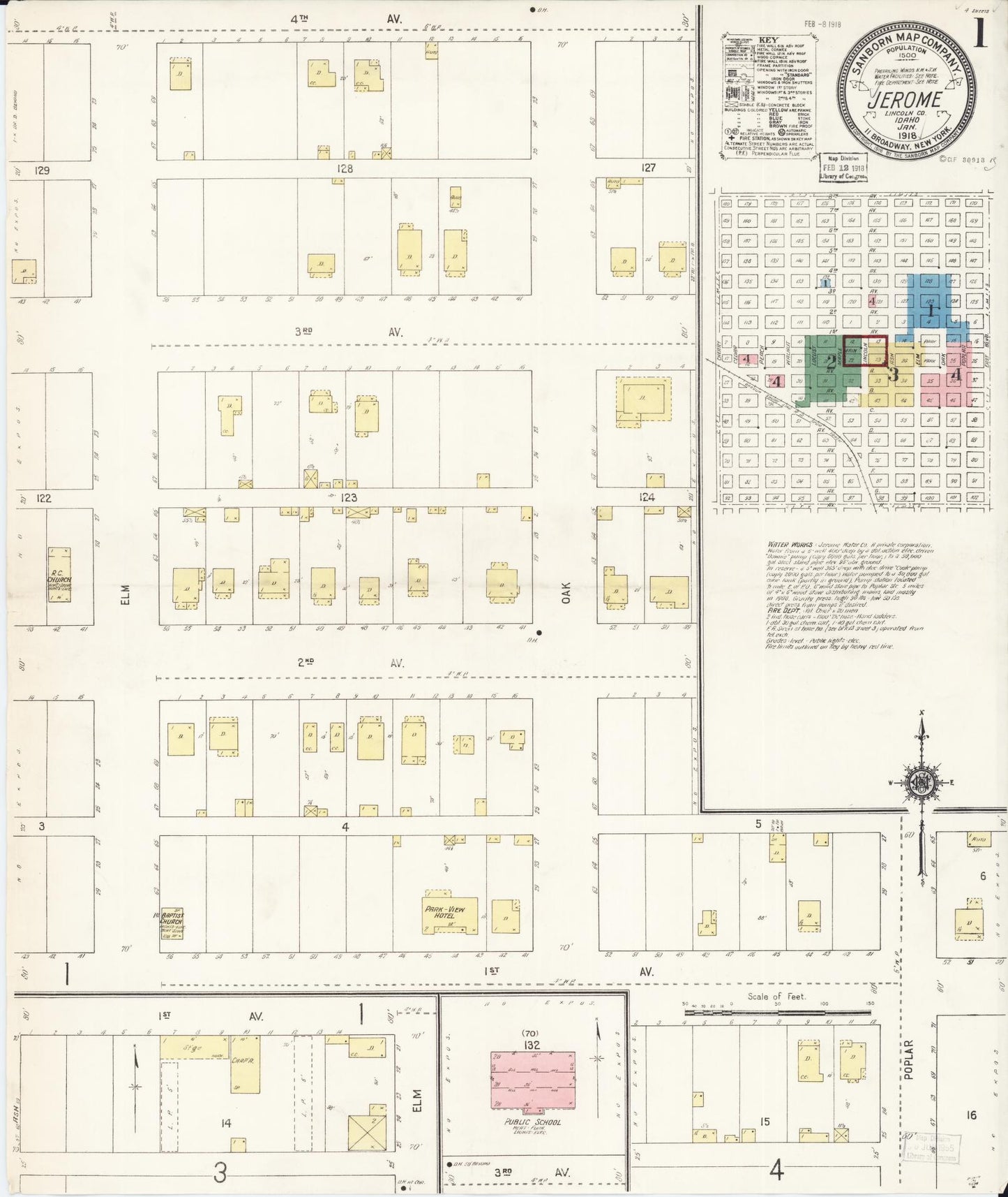 Sanborn Fire Insurance Map from Jerome, Jerome County, Idaho (1918), Sheet #0001 - Complete Map Set gallery image, historic Sanborn map, vintage wall art, Idaho Idaho