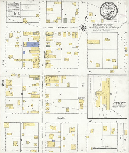 Sanborn Fire Insurance Map from Loomis, Okanogan County, Washington (1909), Sheet #0001 - Historic Sanborn Fire Insurance Map Print, vintage old map wall art, antique decor, genealogy gift, Washington Washington map