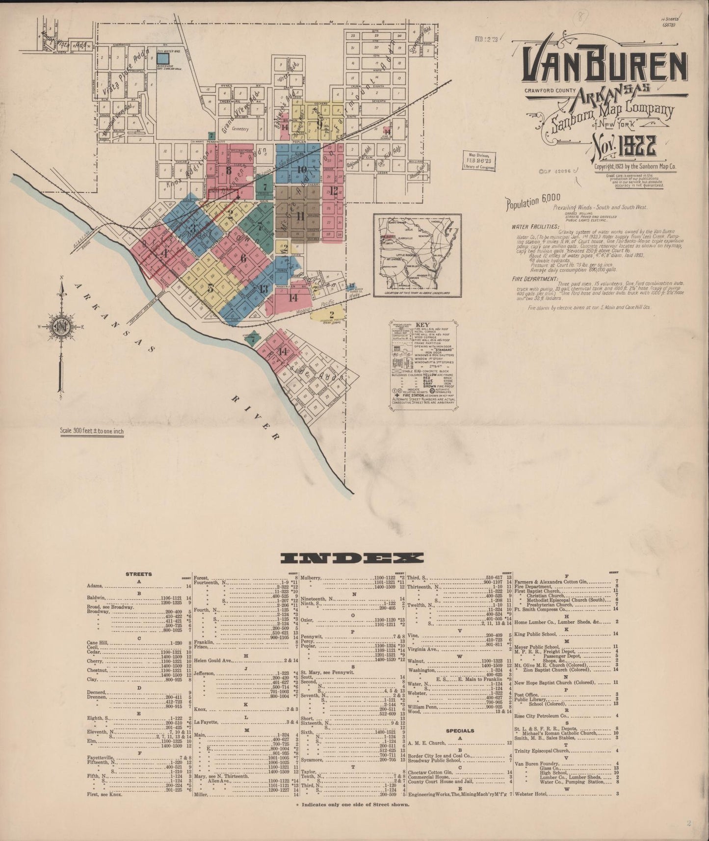 Sanborn Fire Insurance Map from Van Buren, Crawford County, Arkansas (1922), Sheet #0001 - Complete Map Set gallery image, historic Sanborn map, vintage wall art, Arkansas Arkansas