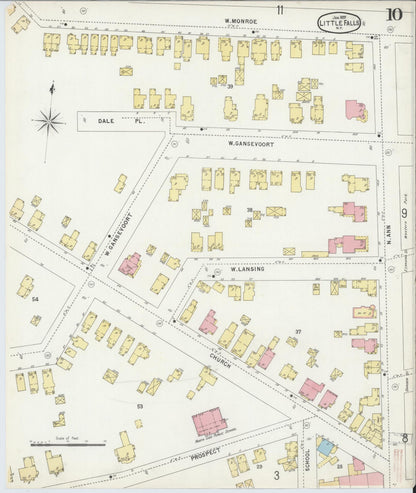 Sanborn Fire Insurance Map from Little Falls, Herkimer County, New York (1897), Sheet #0010 - Historic Sanborn Fire Insurance Map Print, vintage old map wall art, antique decor, genealogy gift, New York New York map
