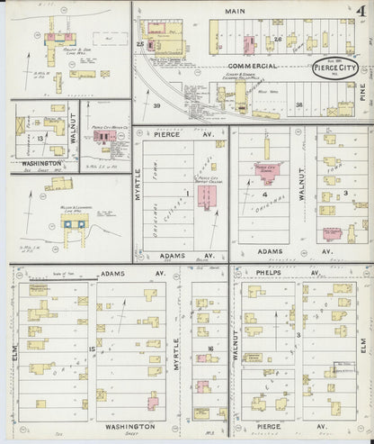 Sanborn Fire Insurance Map from Pierce City, Lawrence County, Missouri (1891), Sheet #0004 - Complete Map Set gallery image, historic Sanborn map, vintage wall art, Missouri Missouri