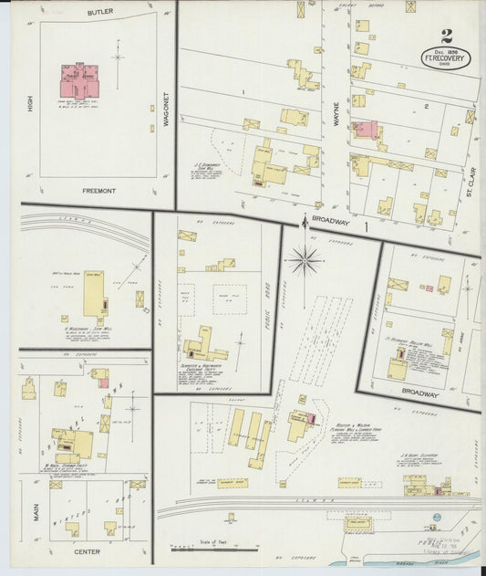 Sanborn Fire Insurance Map from Fort Recovery, Mercer County, Ohio (1898), Sheet #0002 - Historic Sanborn Fire Insurance Map Print, vintage old map wall art, antique decor, genealogy gift, Ohio Ohio map