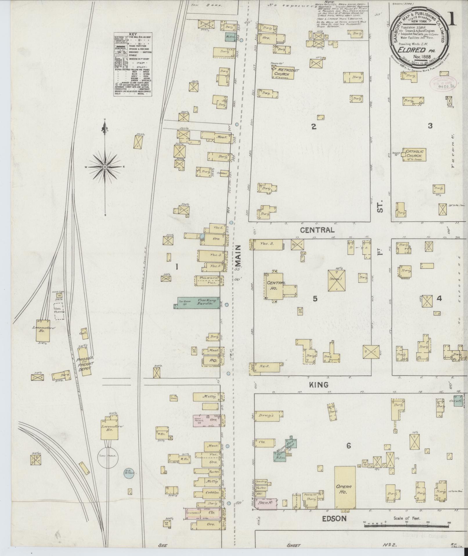 Sanborn Fire Insurance Map from Eldred, McKean County, Pennsylvania. (1888) – Historic Sanborn Fire Insurance Map Print