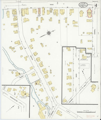 Sanborn Fire Insurance Map from Castile, Wyoming County, New York (1912), Sheet #0004 - Complete Map Set gallery image, historic Sanborn map, vintage wall art, Castile Wyoming