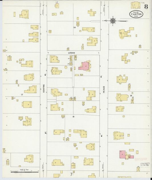 Sanborn Fire Insurance Map from Canton, Madison County, Mississippi (1911), Sheet #0008 - Historic Sanborn Fire Insurance Map Print, vintage old map wall art, antique decor, genealogy gift, Mississippi Mississippi map
