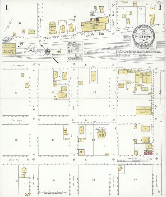 Sanborn Fire Insurance Map from Point Reyes, Marin County, California (1928), Sheet #0001 - Complete Map Set gallery image, historic Sanborn map, vintage wall art, California California