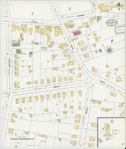 Sanborn Fire Insurance Map from Freeport, Nassau County, New York (1904), Sheet #0004 - Historic Sanborn Fire Insurance Map Print, vintage old map wall art, antique decor, genealogy gift, New York New York map