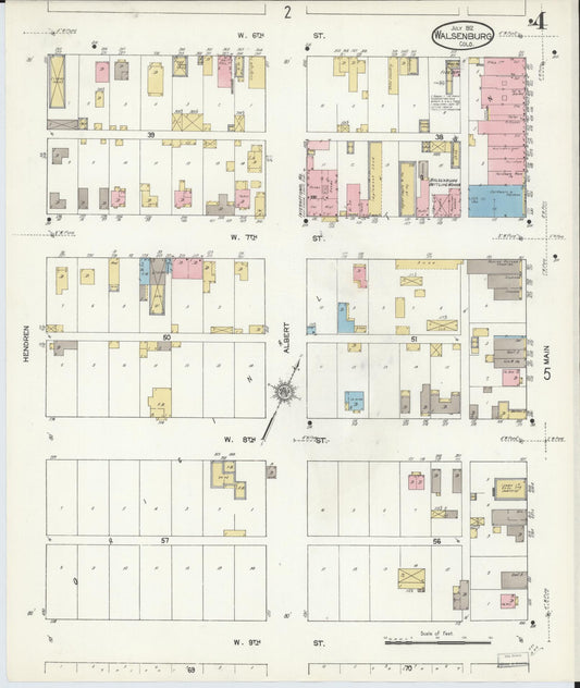Sanborn Fire Insurance Map from Walsenburg, Huerfano County, Colorado (1912), Sheet #0004 - Historic Sanborn Fire Insurance Map Print, vintage old map wall art, antique decor, genealogy gift, Colorado Colorado map