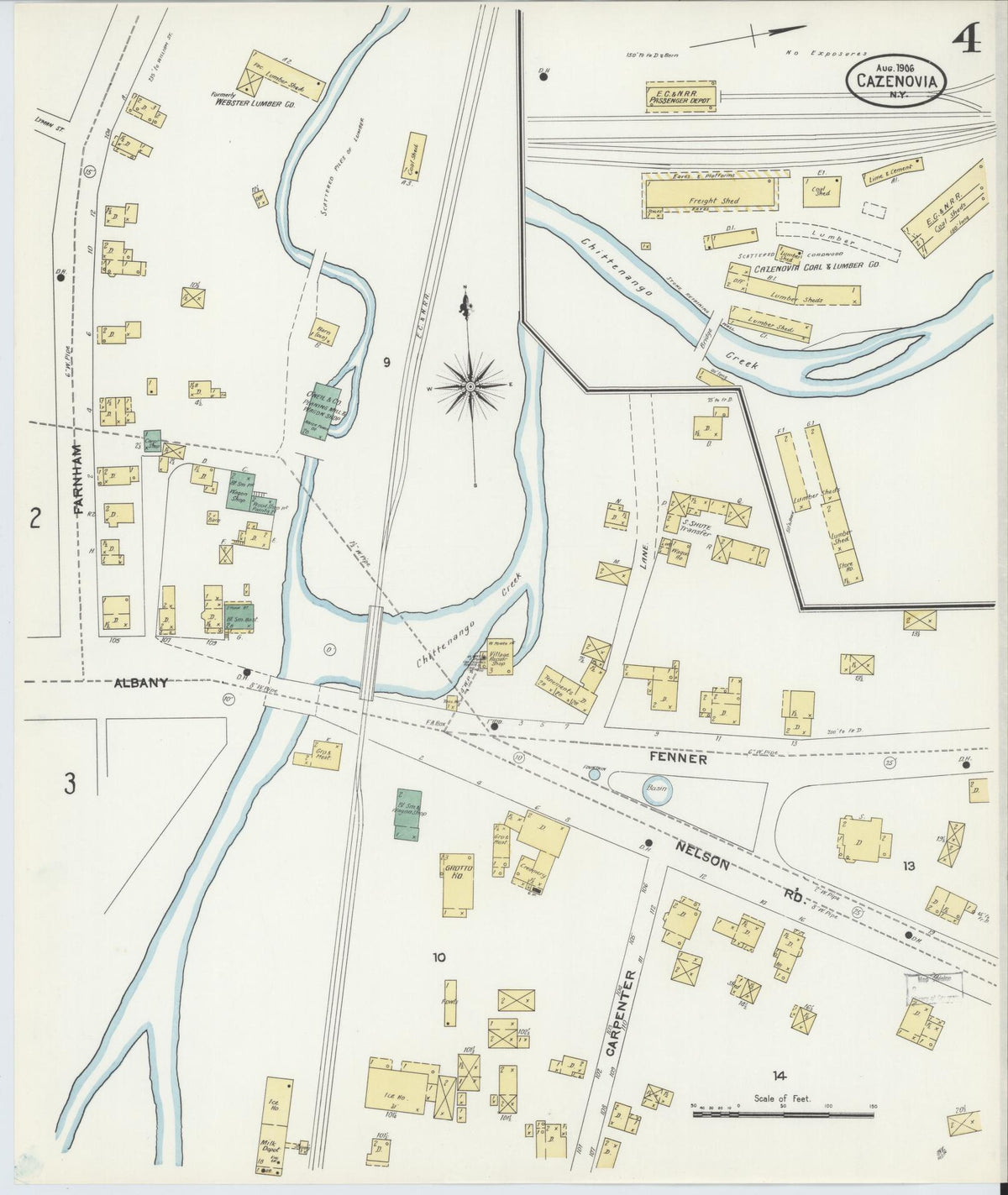 Sanborn Fire Insurance Map from Cazenovia, Madison County, New York (1906), Sheet #0004 - Historic Sanborn Fire Insurance Map Print, vintage old map wall art, antique decor, genealogy gift, New York New York map