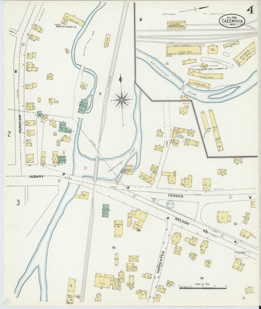 Sanborn Fire Insurance Map from Cazenovia, Madison County, New York (1906), Sheet #0004 - Historic Sanborn Fire Insurance Map Print, vintage old map wall art, antique decor, genealogy gift, New York New York map