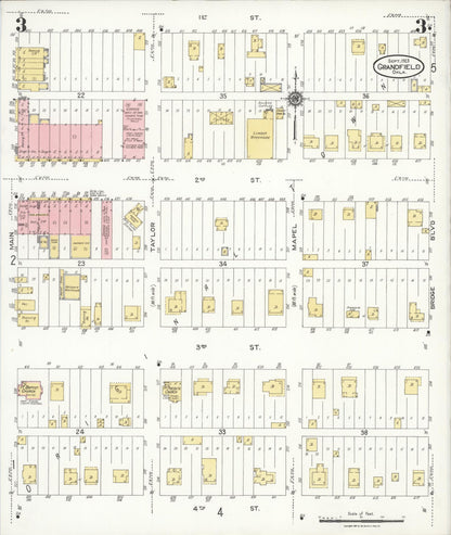 Sanborn Fire Insurance Map from Grandfield, Tillman County, Oklahoma (1923), Sheet #0003 - Complete Map Set gallery image, historic Sanborn map, vintage wall art, Oklahoma Oklahoma