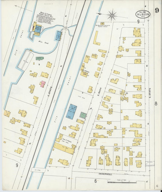 Sanborn Fire Insurance Map from Albion, Orleans County, New York (1905), Sheet #0009 - Historic Sanborn Fire Insurance Map Print, vintage old map wall art, antique decor, genealogy gift, New York New York map
