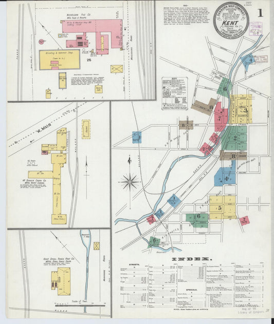 Sanborn Fire Insurance Map from Kent, Portage County, Ohio (1904), Sheet #0001 - Complete Map Set gallery image, historic Sanborn map, vintage wall art, Ohio Ohio