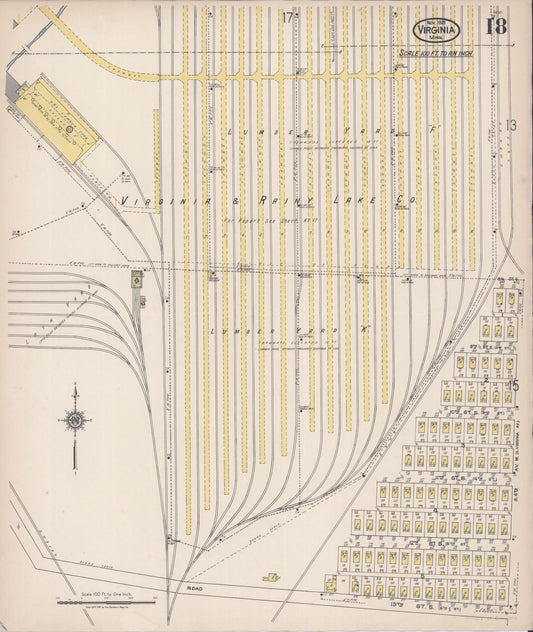Sanborn Fire Insurance Map from Virginia, Saint Louis County, Minnesota (1921), Sheet #0018 - Historic Sanborn Fire Insurance Map Print, vintage old map wall art, antique decor, genealogy gift, Minnesota Minnesota map