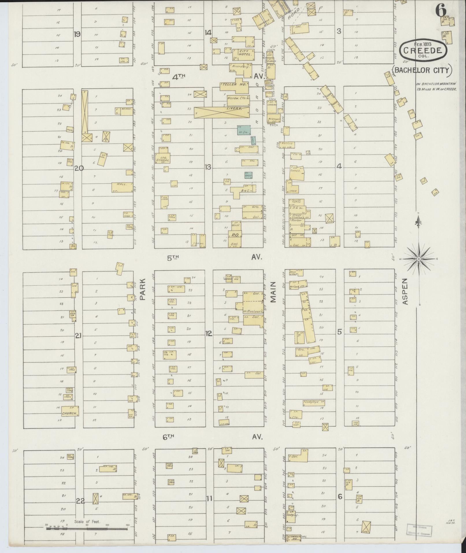 Sanborn Fire Insurance Map from Creede, Mineral County, Colorado (1893), Sheet #0006 - Complete Map Set gallery image, historic Sanborn map, vintage wall art, Colorado Colorado