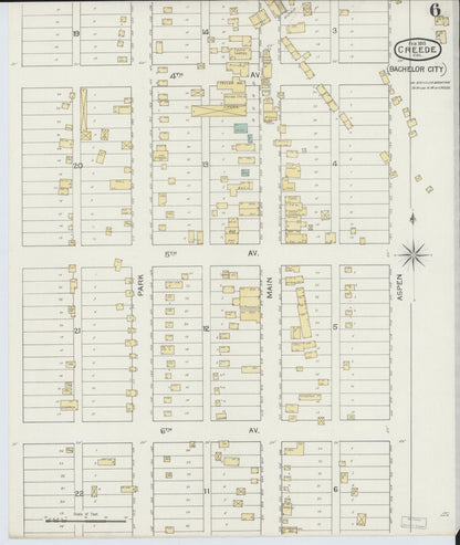 Sanborn Fire Insurance Map from Creede, Mineral County, Colorado (1893), Sheet #0006 - Complete Map Set gallery image, historic Sanborn map, vintage wall art, Colorado Colorado