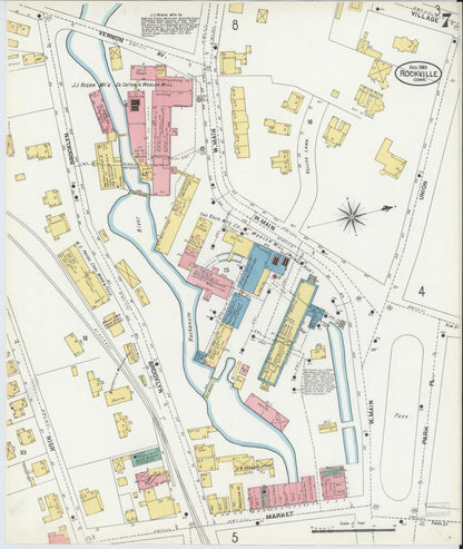 Sanborn Fire Insurance Map from Rockville, Tolland County, Connecticut (1903), Sheet #0007 - Complete Map Set gallery image, historic Sanborn map, vintage wall art, Connecticut Connecticut