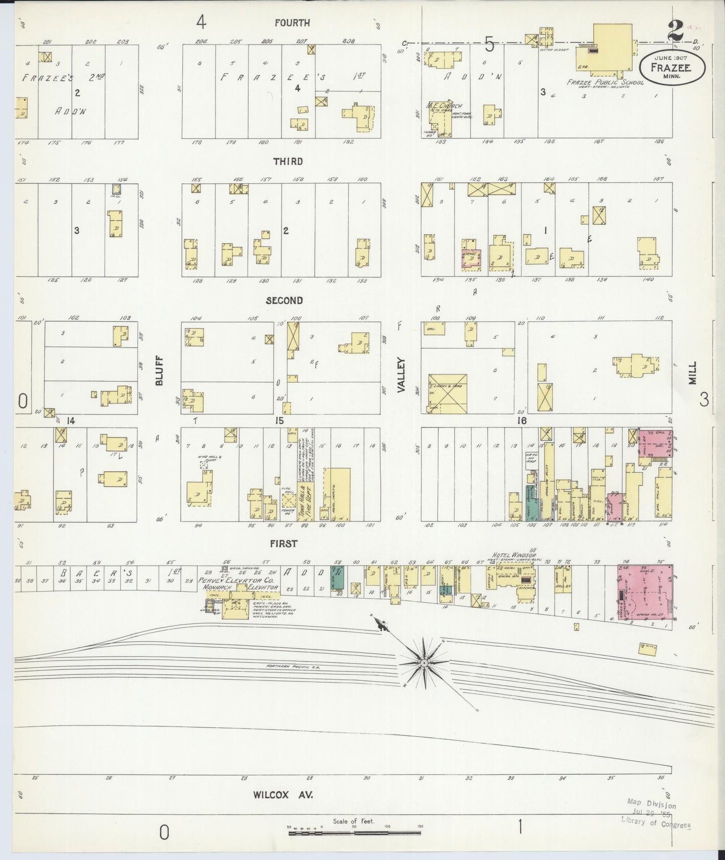 Sanborn Fire Insurance Map from Frazee, Becker County, Minnesota (1907), Sheet #0002 - Historic Sanborn Fire Insurance Map Print, vintage old map wall art, antique decor, genealogy gift, Minnesota Minnesota map