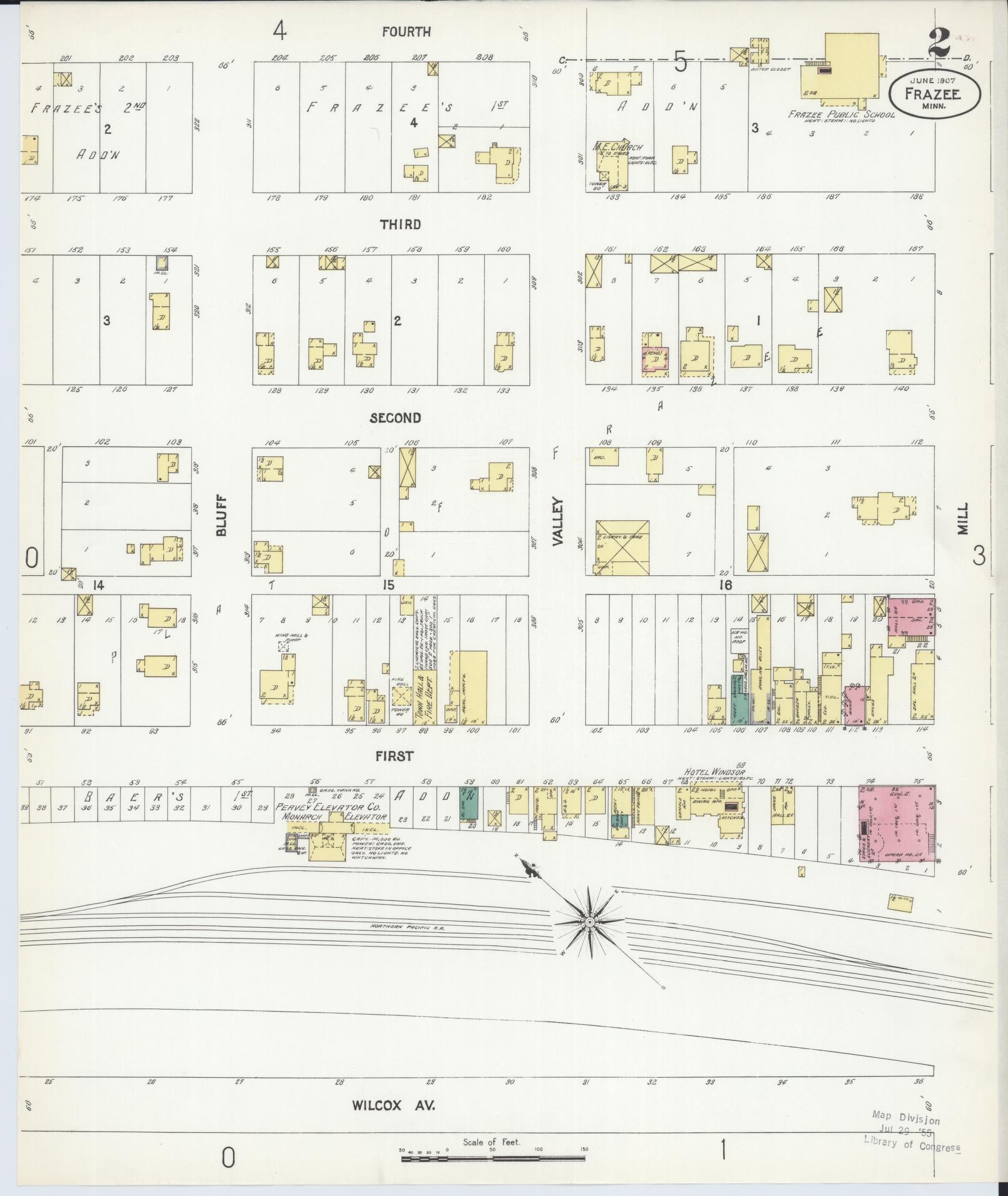 Sanborn Fire Insurance Map from Frazee, Becker County, Minnesota (1907), Sheet #0002 - Historic Sanborn Fire Insurance Map Print, vintage old map wall art, antique decor, genealogy gift, Minnesota Minnesota map