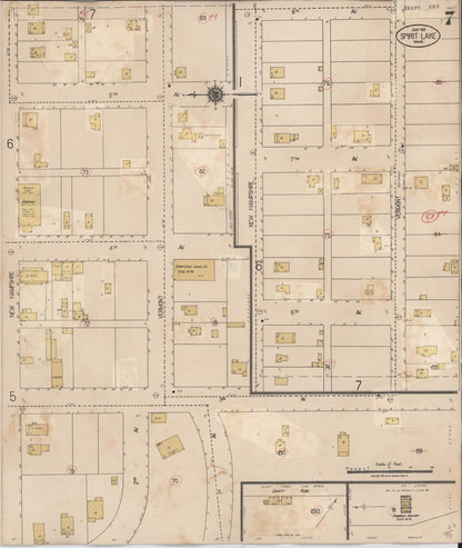 Sanborn Fire Insurance Map from Spirit Lake, Kootenai County, Idaho (1932), Sheet #0007 - Complete Map Set gallery image, historic Sanborn map, vintage wall art, Idaho Idaho
