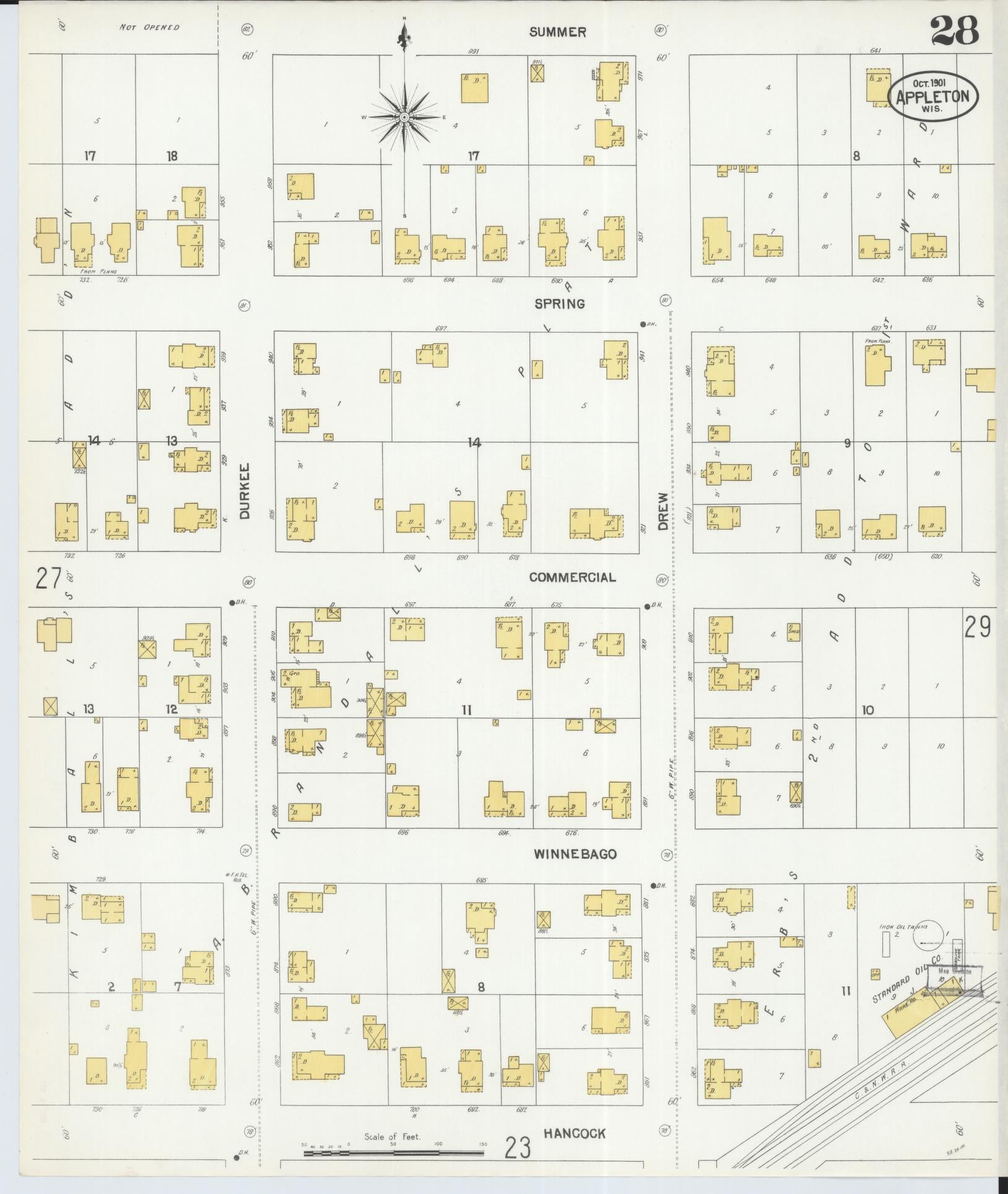 Sanborn Fire Insurance Map from Appleton, Outagamie County, Wisconsin (1901), Sheet #0028 - Complete Map Set gallery image, historic Sanborn map, vintage wall art, Wisconsin Wisconsin