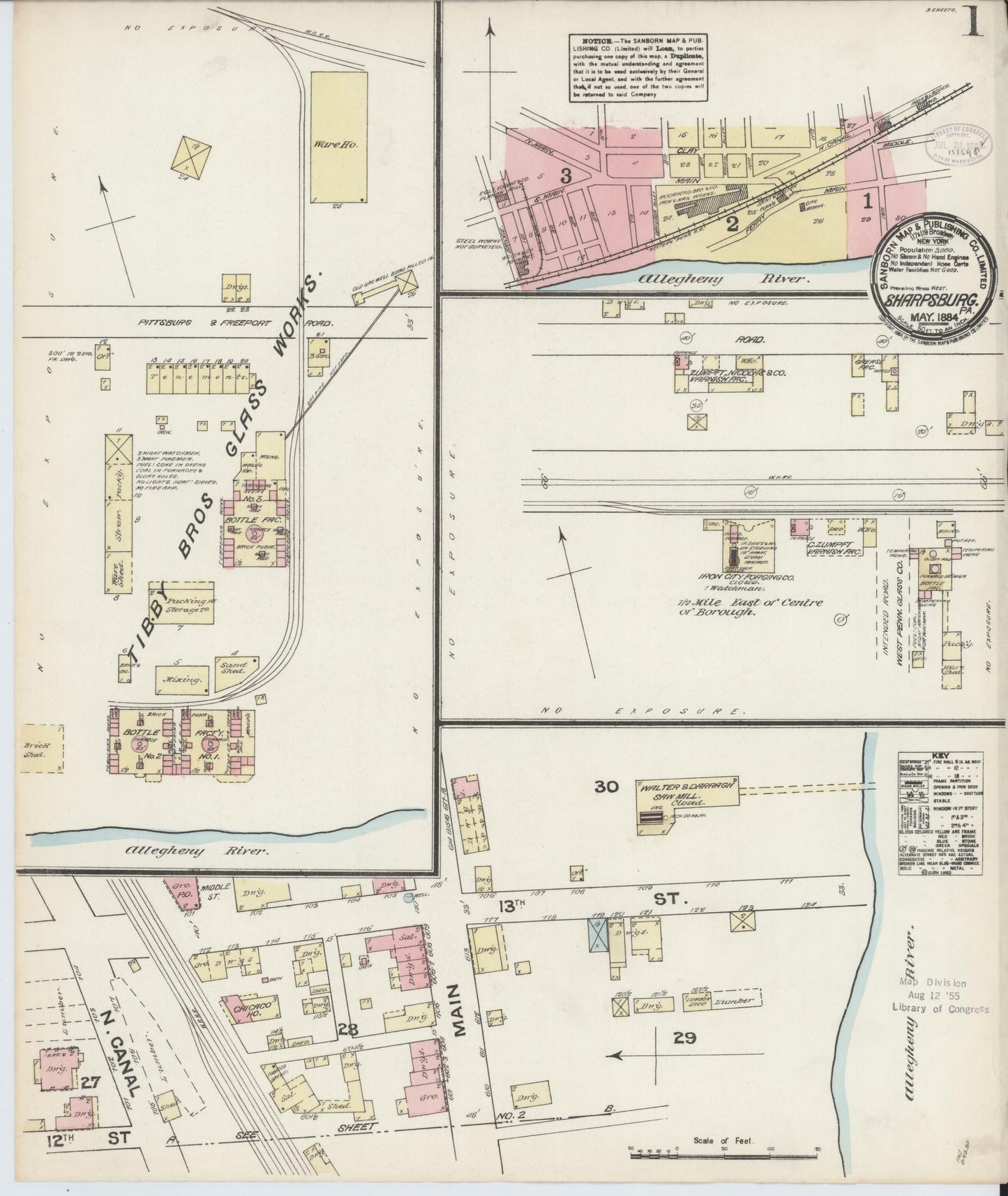 Sanborn Fire Insurance Map from Sharpsburg, Allegheny County, Pennsylvania (1884), Sheet #0001 - Complete Map Set gallery image, historic Sanborn map, vintage wall art, Pennsylvania Pennsylvania