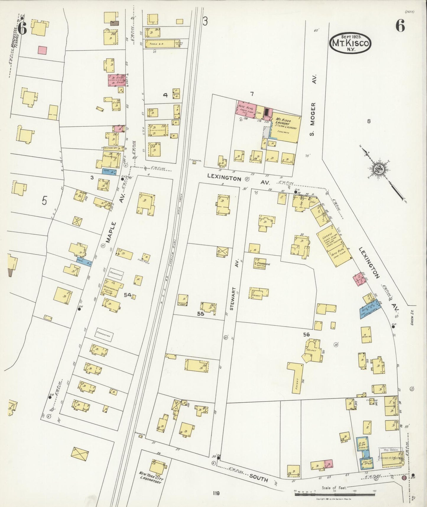 Sanborn Fire Insurance Map from Mount Kisco, Westchester County, New York (1925), Sheet #0006 - Complete Map Set gallery image, historic Sanborn map, vintage wall art, New York New York