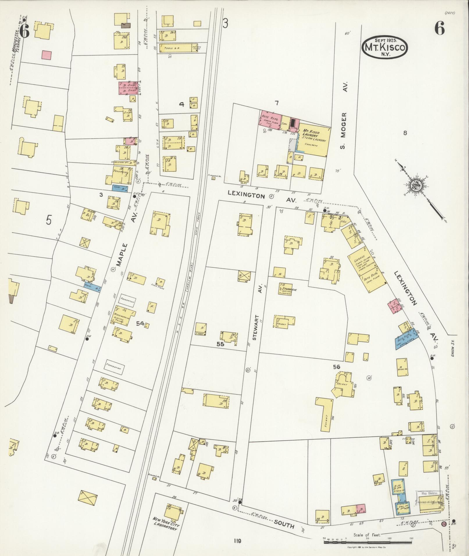 Sanborn Fire Insurance Map from Mount Kisco, Westchester County, New York (1925), Sheet #0006 - Complete Map Set gallery image, historic Sanborn map, vintage wall art, New York New York
