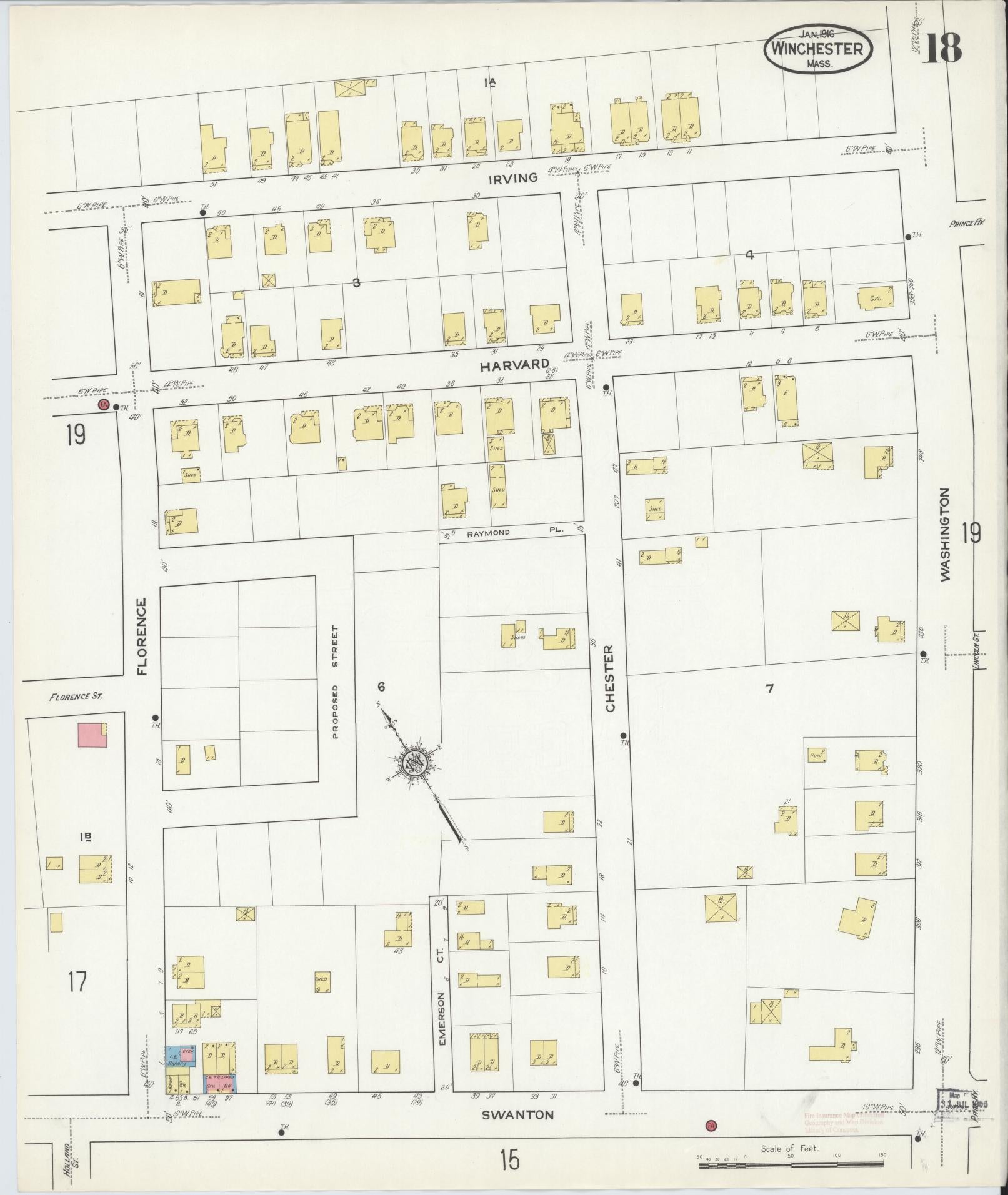 Sanborn Fire Insurance Map from Winchester, Middlesex County, Massachusetts (1916), Sheet #0018 - Complete Map Set gallery image, historic Sanborn map, vintage wall art, Massachusetts Massachusetts