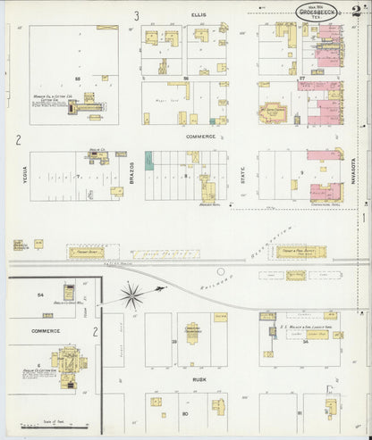 Sanborn Fire Insurance Map from Groesbeck, Limestone County, Texas (1906), Sheet #0002 - Complete Map Set gallery image, historic Sanborn map, vintage wall art, Texas Texas