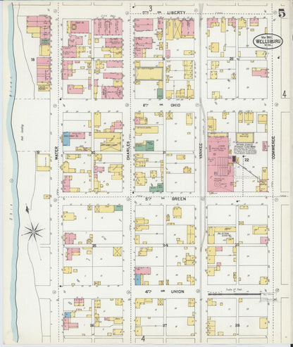 Sanborn Fire Insurance Map from Wellsburg, Brooke County, West Virginia (1902), Sheet #0005 - Complete Map Set gallery image, historic Sanborn map, vintage wall art, West Virginia West Virginia