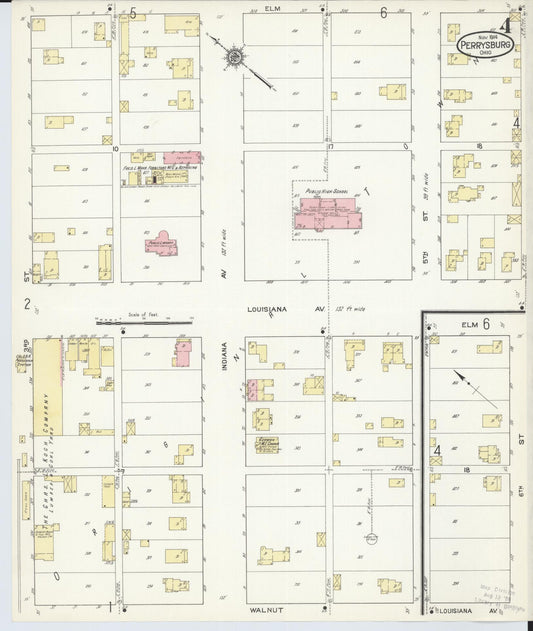 Sanborn Fire Insurance Map from Perrysburg, Wood County, Ohio (1914), Sheet #0004 - Historic Sanborn Fire Insurance Map Print, vintage old map wall art, antique decor, genealogy gift, Ohio Ohio map