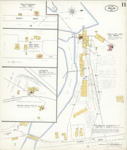 Sanborn Fire Insurance Map from Dallas, Polk County, Oregon (1905), Sheet #0011 - Historic Sanborn Fire Insurance Map Print, vintage old map wall art, antique decor, genealogy gift, Oregon Oregon map