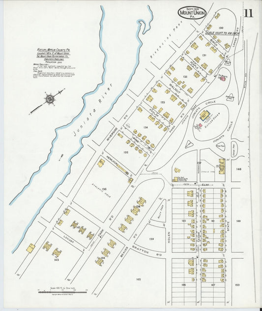 Sanborn Fire Insurance Map from Mount Union, Huntingdon County, Pennsylvania (1919), Sheet #0011 - Historic Sanborn Fire Insurance Map Print, vintage old map wall art, antique decor, genealogy gift, Pennsylvania Pennsylvania map