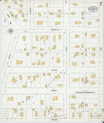Sanborn Fire Insurance Map from Fairmont, Martin County, Minnesota (1900), Sheet #0007 - Historic Sanborn Fire Insurance Map Print, vintage old map wall art, antique decor, genealogy gift, Minnesota Minnesota map