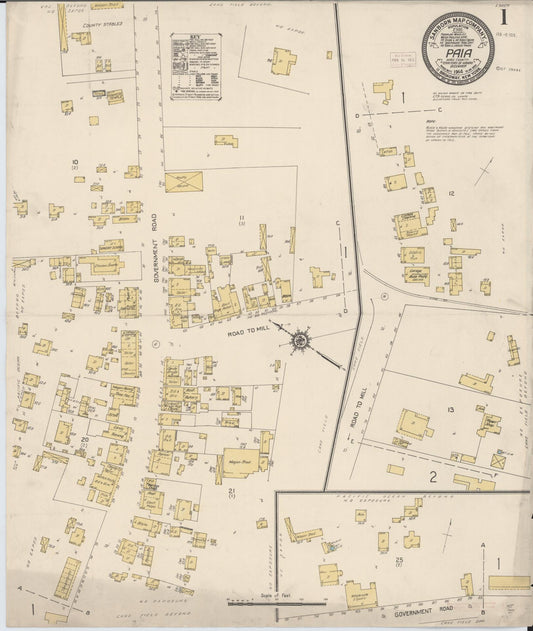 Sanborn Fire Insurance Map from Paia, Maui County, Hawaii (1914), Sheet #0001 - Historic Sanborn Fire Insurance Map Print, vintage old map wall art, antique decor, genealogy gift, Hawaii Hawaii map