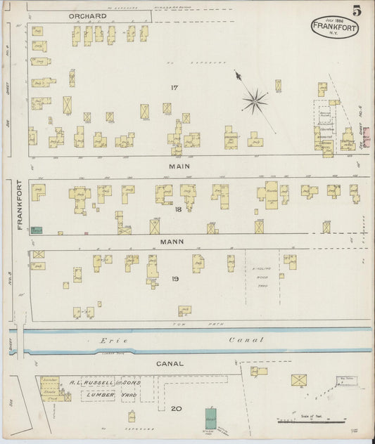 Sanborn Fire Insurance Map from Frankfort, Herkimer County, New York (1886), Sheet #0005 - Historic Sanborn Fire Insurance Map Print, vintage old map wall art, antique decor, genealogy gift, New York New York map