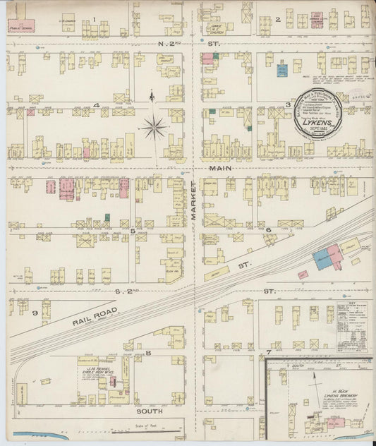 Sanborn Fire Insurance Map from Lykens, Dauphin County, Pennsylvania (1885), Sheet #0001 - Historic Sanborn Fire Insurance Map Print, vintage old map wall art, antique decor, genealogy gift, Pennsylvania Pennsylvania map