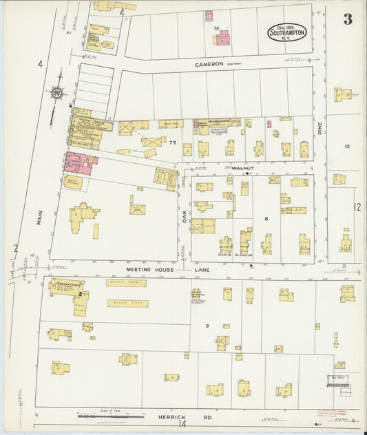 Sanborn Fire Insurance Map from Southampton, Suffolk County, New York (1916), Sheet #0003 - Historic Sanborn Fire Insurance Map Print, vintage old map wall art, antique decor, genealogy gift, New York New York map