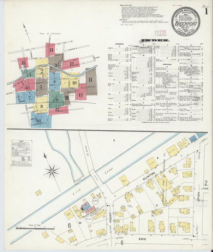 Sanborn Fire Insurance Map from Brockport, Monroe County, New York (1909), Sheet #0001 - Complete Map Set gallery image, historic Sanborn map, vintage wall art, New York New York