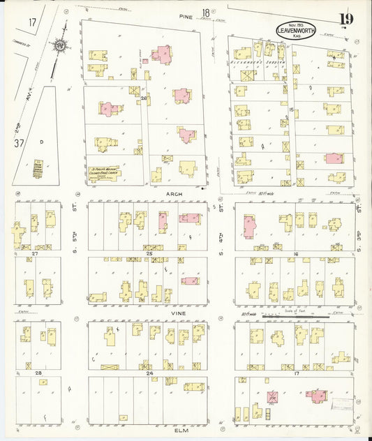 Sanborn Fire Insurance Map from Leavenworth, Leavenworth County, Kansas (1913), Sheet #0020 - Historic Sanborn Fire Insurance Map Print, vintage old map wall art, antique decor, genealogy gift, Kansas Kansas map