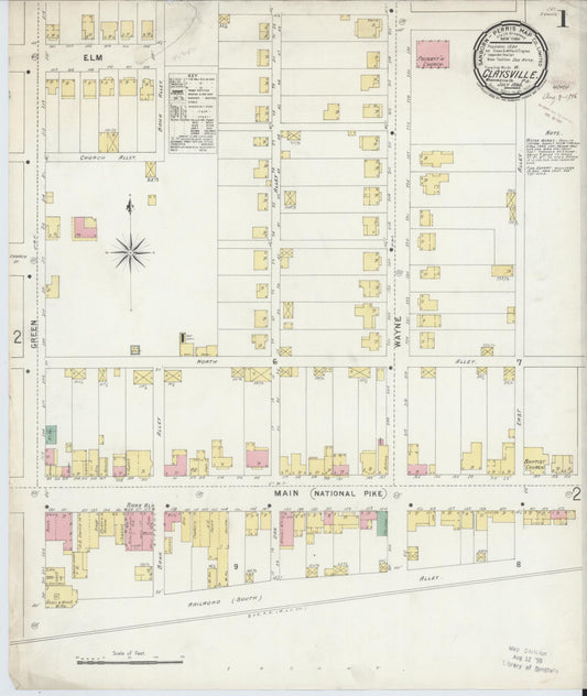 Sanborn Fire Insurance Map from Claysville, Washington County, Pennsylvania (1896), Sheet #0001 - Historic Sanborn Fire Insurance Map Print, vintage old map wall art, antique decor, genealogy gift, Pennsylvania Pennsylvania map